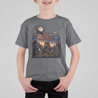 Funny Princess Cat On Dinosaur Patriotic Freedom Gift T Shirt For Kid