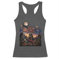 Funny Princess Cat On Dinosaur Patriotic Freedom Gift Racerback Tank Top