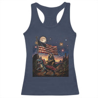 Funny Princess Cat On Dinosaur Patriotic Freedom Gift Racerback Tank Top