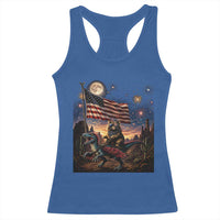 Funny Princess Cat On Dinosaur Patriotic Freedom Gift Racerback Tank Top