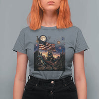 Funny Princess Cat On Dinosaur Patriotic Freedom Gift T Shirt For Women