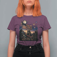 Funny Princess Cat On Dinosaur Patriotic Freedom Gift T Shirt For Women