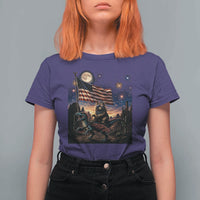 Funny Princess Cat On Dinosaur Patriotic Freedom Gift T Shirt For Women