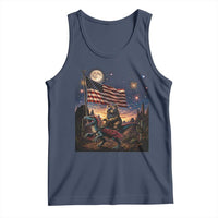 Funny Princess Cat On Dinosaur Patriotic Freedom Gift Tank Top