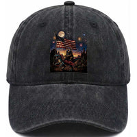 Funny Princess Cat On Dinosaur Patriotic Freedom Gift Washed Cotton Baseball Cap