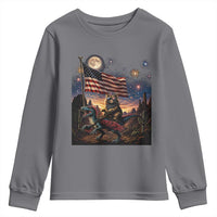 Funny Princess Cat On Dinosaur Patriotic Freedom Gift Youth Sweatshirt