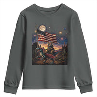 Funny Princess Cat On Dinosaur Patriotic Freedom Gift Youth Sweatshirt