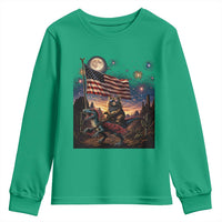 Funny Princess Cat On Dinosaur Patriotic Freedom Gift Youth Sweatshirt