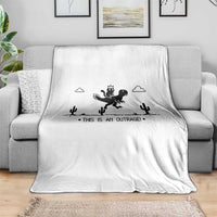 Funny Cat Riding Dinosaur Pixel Retro Throw Blanket This Is An Outrage
