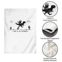 Funny Cat Riding Dinosaur Pixel Retro Garden Flag This Is An Outrage