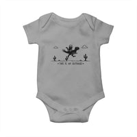 Funny Cat Riding Dinosaur Pixel Retro Baby Onesie This Is An Outrage
