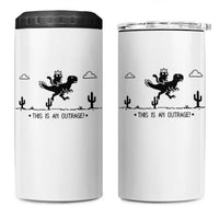 Funny Cat Riding Dinosaur Pixel Retro 4 in 1 Can Cooler Tumbler This Is An Outrage