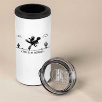 Funny Cat Riding Dinosaur Pixel Retro 4 in 1 Can Cooler Tumbler This Is An Outrage