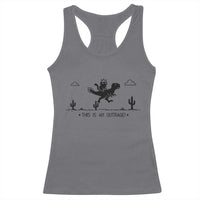 Funny Cat Riding Dinosaur Pixel Retro Racerback Tank Top This Is An Outrage