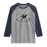 Funny Cat Riding Dinosaur Pixel Retro Raglan Shirt This Is An Outrage