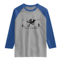 Funny Cat Riding Dinosaur Pixel Retro Raglan Shirt This Is An Outrage