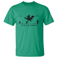 Funny Cat Riding Dinosaur Pixel Retro T Shirt This Is An Outrage