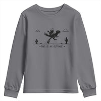 Funny Cat Riding Dinosaur Pixel Retro Youth Sweatshirt This Is An Outrage