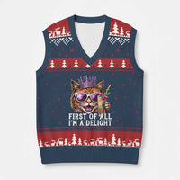 First Of All Im A Delight Princess Cat Quote V-Neck Knit Sweater Vest Sci-Fi Book Lover Gift