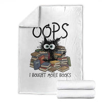 Funny Black Cat Bookworm Gift Throw Blanket Oops I Bought More Books