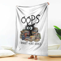Funny Black Cat Bookworm Gift Throw Blanket Oops I Bought More Books