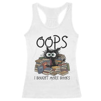 Funny Black Cat Bookworm Gift Racerback Tank Top Oops I Bought More Books