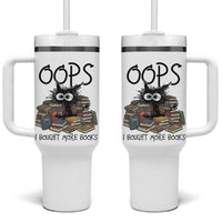 Funny Black Cat Bookworm Gift Tumbler With Handle Oops I Bought More Books