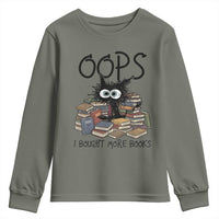 Funny Black Cat Bookworm Gift Youth Sweatshirt Oops I Bought More Books