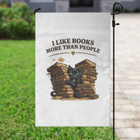 Funny Black Cat Bookworm Quote Garden Flag I Like Books More Than People