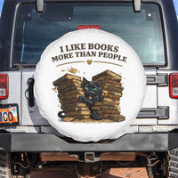 Funny Black Cat Bookworm Quote Spare Tire Cover I Like Books More Than People