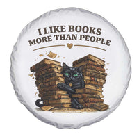 Funny Black Cat Bookworm Quote Spare Tire Cover I Like Books More Than People