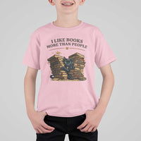 Funny Black Cat Bookworm Quote T Shirt For Kid I Like Books More Than People