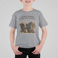 Funny Black Cat Bookworm Quote T Shirt For Kid I Like Books More Than People