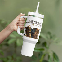 Funny Black Cat Bookworm Quote Tumbler With Handle I Like Books More Than People
