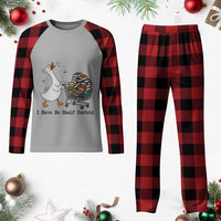 Funny Goose Book Lover Plaid Pajama Set I Have No Shelf Control