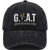 Funny Goat Lover Washed Cotton Baseball Cap Motivational Quote Crowned G O A T Style
