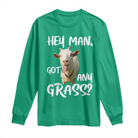Hey Man Got Any Grass Long Sleeve Shirt Funny Goat Stoner Gift - Wonder Print Shop