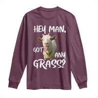 Hey Man Got Any Grass Long Sleeve Shirt Funny Goat Stoner Gift - Wonder Print Shop