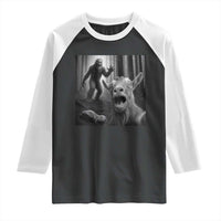 Goat Selfie With Bigfoot Raglan Shirt Funny Cryptid Gift - Wonder Print Shop