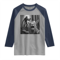 Goat Selfie With Bigfoot Raglan Shirt Funny Cryptid Gift - Wonder Print Shop