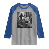 Goat Selfie With Bigfoot Raglan Shirt Funny Cryptid Gift - Wonder Print Shop