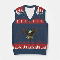 Lightning Eagle Holding V-Neck Knit Sweater Vest Football Player Gift - Wonder Print Shop