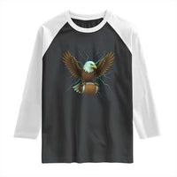 Lightning Eagle Holding Raglan Shirt Football Player Gift - Wonder Print Shop