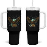 Lightning Eagle Holding Tumbler With Handle Football Player Gift - Wonder Print Shop