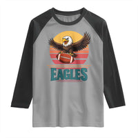 Funny Eagle Football Fan Raglan Shirt Retro Vintage Style - Wonder Print Shop