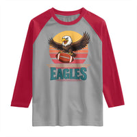 Funny Eagle Football Fan Raglan Shirt Retro Vintage Style - Wonder Print Shop