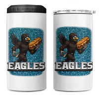 Funny Eagle With Cheesesteak 4 in 1 Can Cooler Tumbler Football Glitter Print - Wonder Print Shop