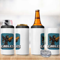 Funny Eagle With Cheesesteak 4 in 1 Can Cooler Tumbler Football Glitter Print - Wonder Print Shop