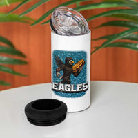 Funny Eagle With Cheesesteak 4 in 1 Can Cooler Tumbler Football Glitter Print - Wonder Print Shop
