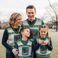 Funny Eagle With Cheesesteak V-Neck Knit Sweater Vest Football Glitter Print - Wonder Print Shop